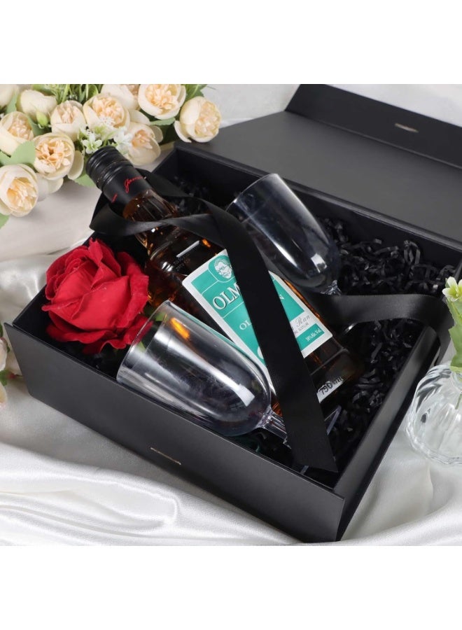 Large Black Magnetic Folding Gift Box with Ribbon & Lid, 31.5cm x 26cm x 9cm Present Box for Festival, Birthday, Anniversary - Image 5